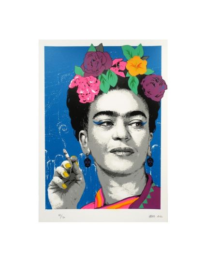 Frida Smoking hand finished print by ZABOU