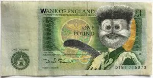 Wank of England £1 by ANDREW MILLAR