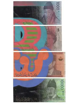 Untitled four banknotes by BEN EINE