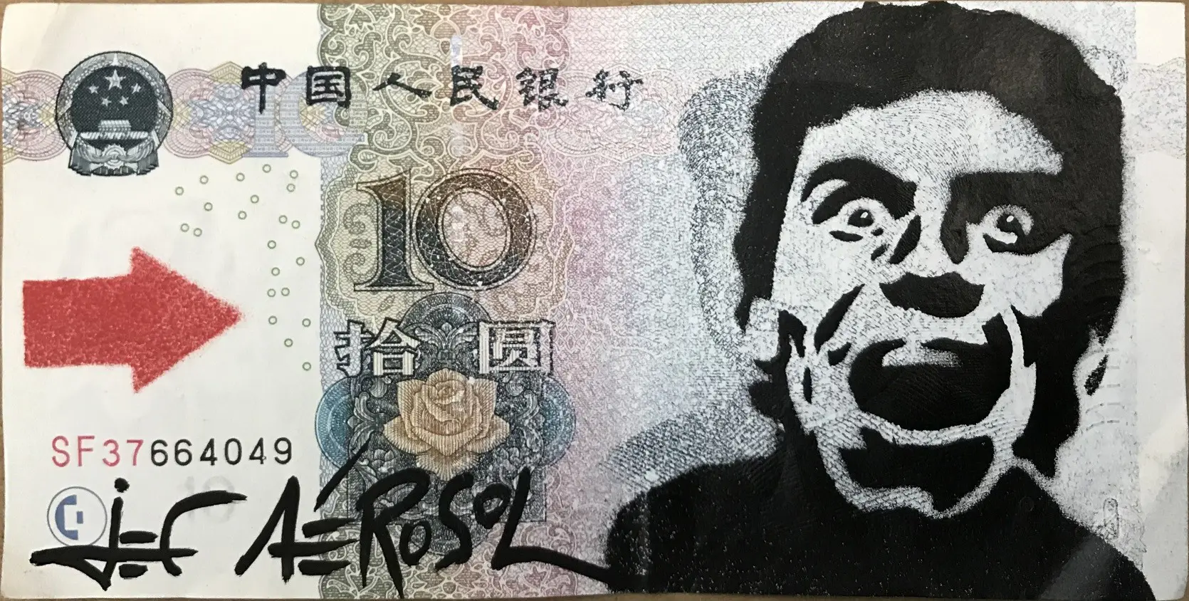 Can't Buy Me Love Chinese note by JEF AEROSOL