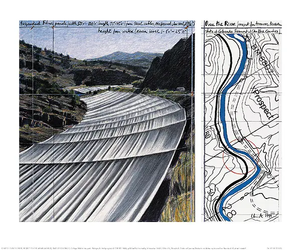 CHRISTO "OVER THE RIVER XI, PROJECT FOR ARKANSAS RIVER" PRINT