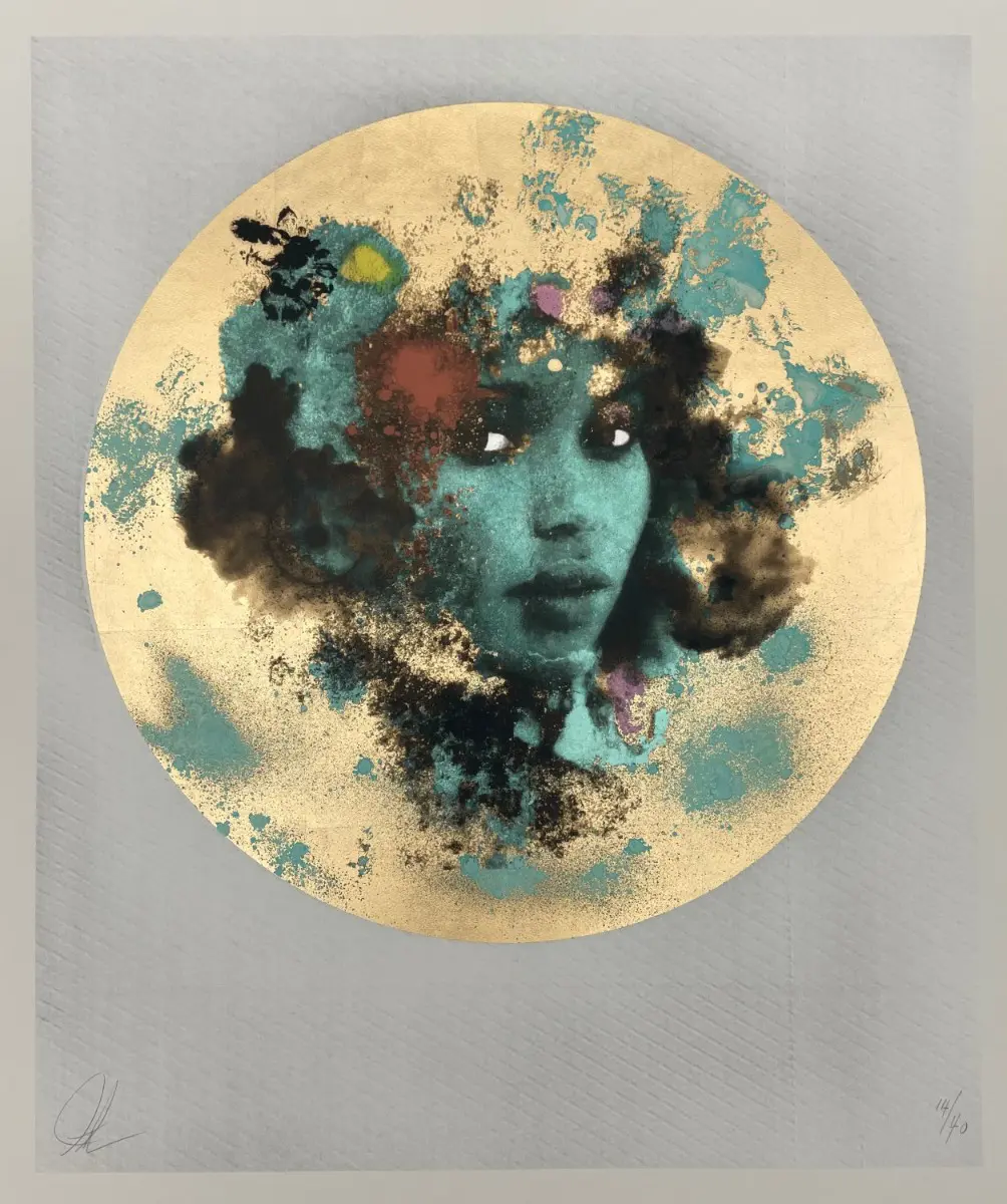 Ripples screen print XL (turquoise face) by Andrew Millar