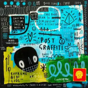 Post graffiti/ bored in the USA by Skeleton Cardboard