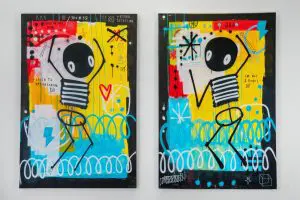 Left Skel / Right Skel (DIPTYCH) by Skeleton Cardboard