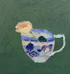 Blue Willow with Orange Rose by Charlotte Hardy