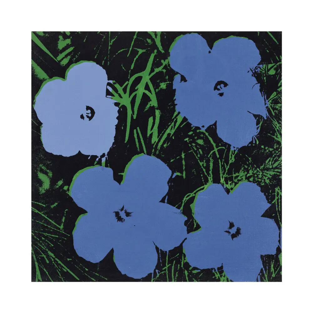 FLOWERS 1964 BLUE GREEN WARHOL MINI PRINT - Image 2