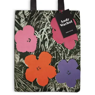 WARHOL PINK FLOWERS CANVAS TOTE BAG - Image 3