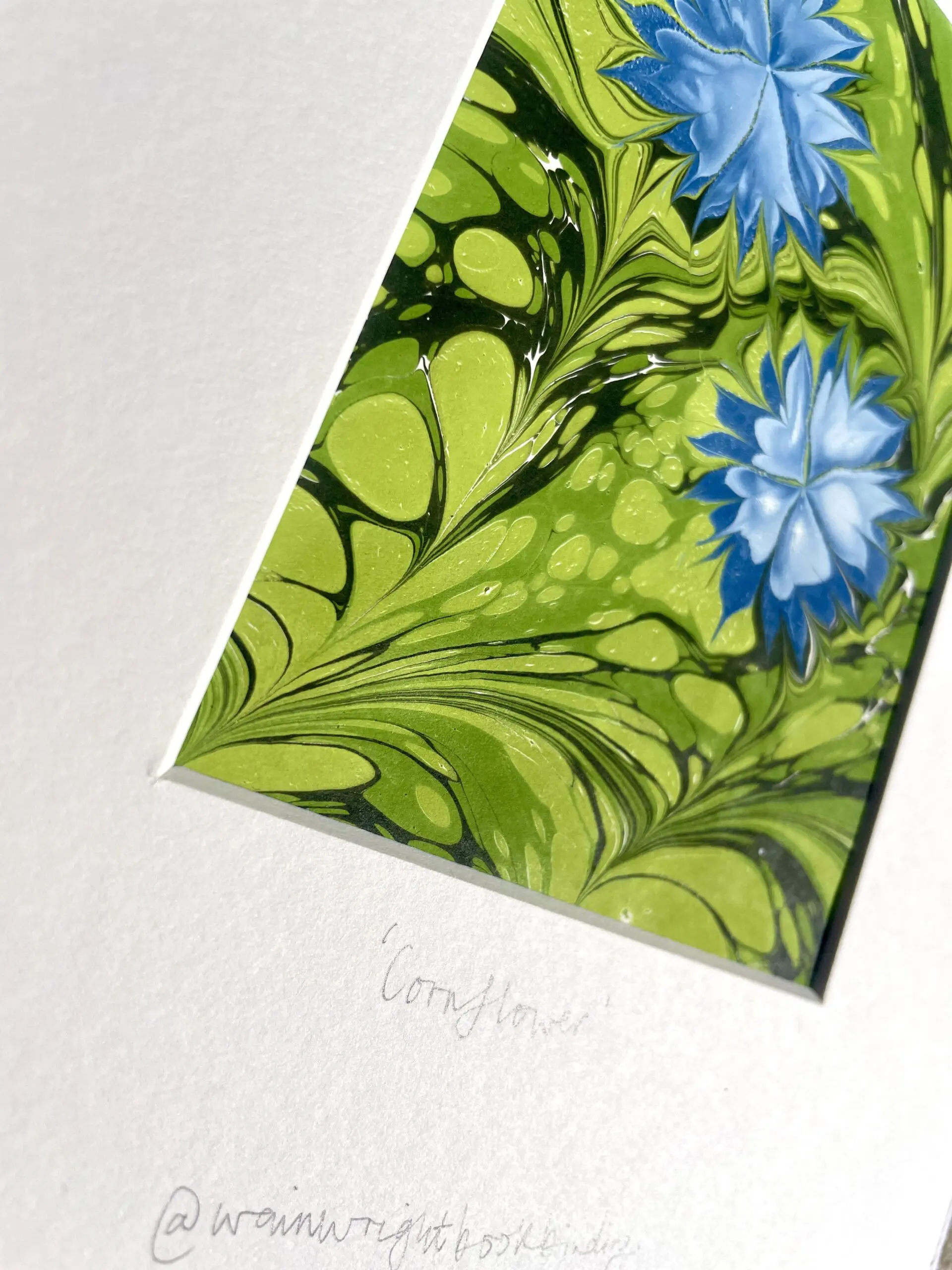 Cornflower Hand-Marbled Artwork by Charlotte Wainwright - Image 2
