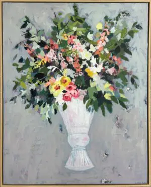 Orange Hollyhocks by Charlotte Hardy