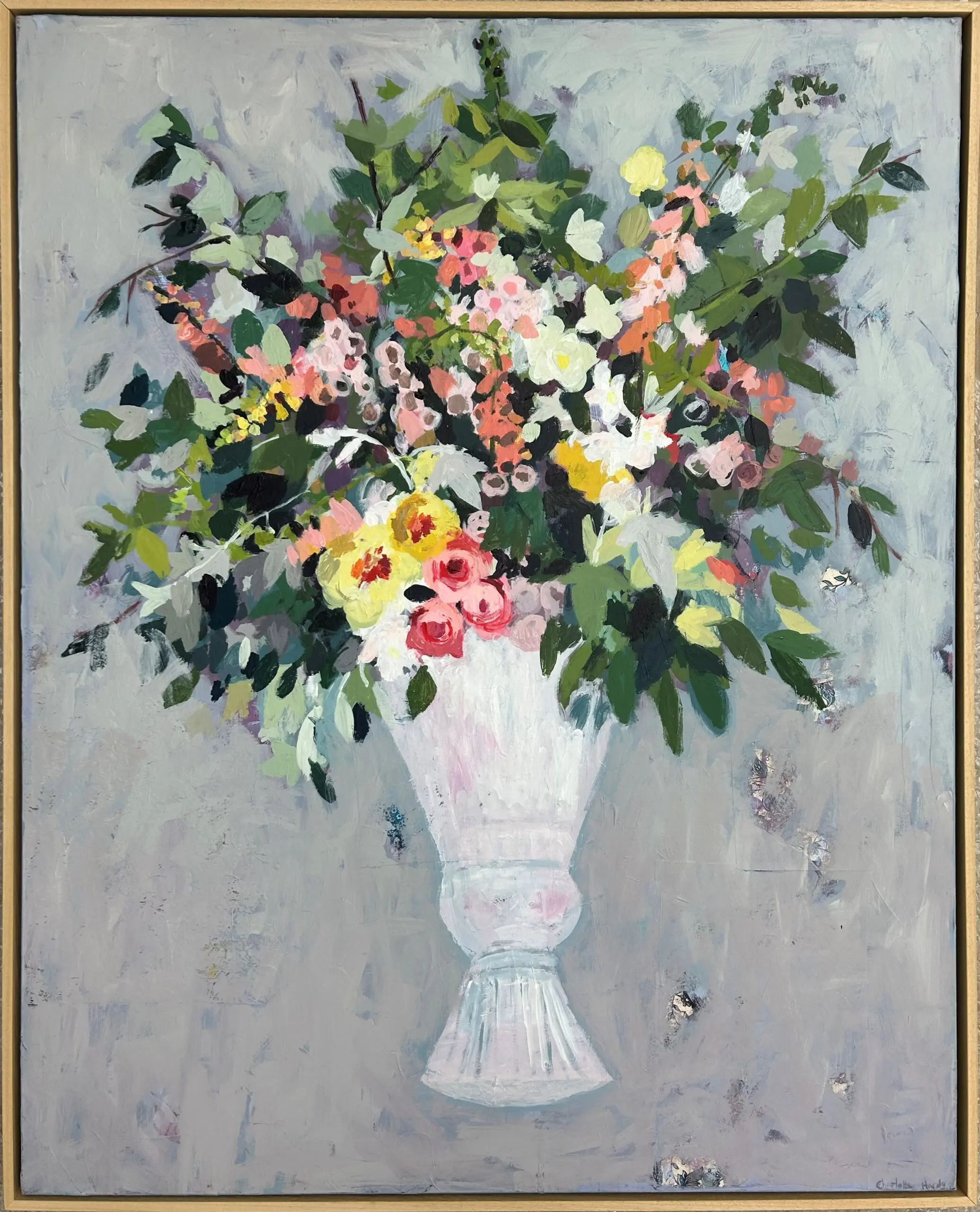 Orange Hollyhocks by Charlotte Hardy