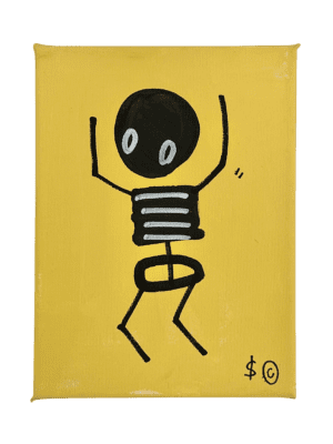 MUSTARD YELLOW, RIGHT SIDE - DANCING SKELETON BY SKELETON CARDBOARD