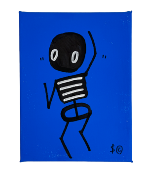 BRIGHT BLUE, LEFT SIDE - DANCING SKELETON BY SKELETON CARDBOARD