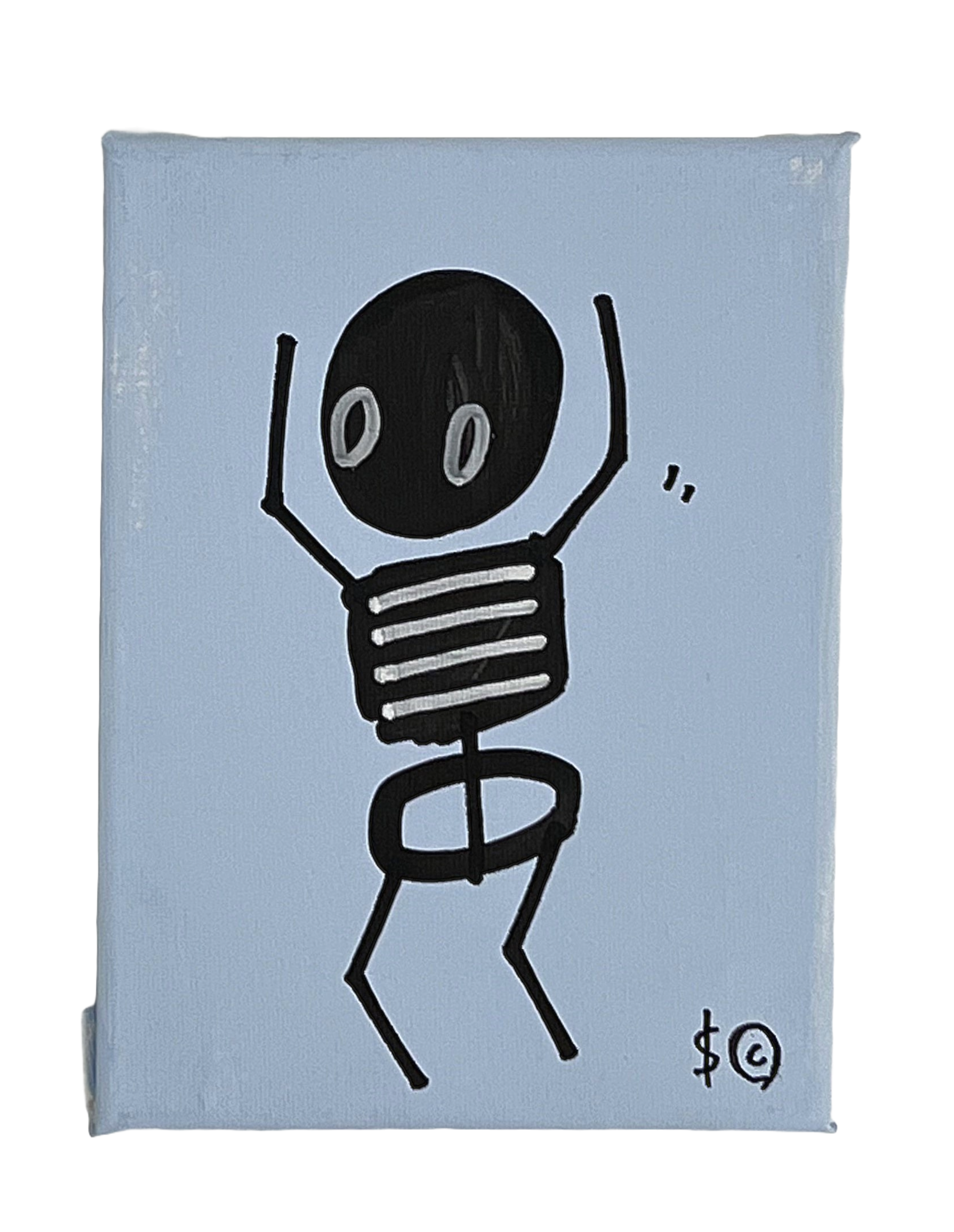 PALE BLUE, RIGHT SIDE - DANCING SKELETON BY SKELETON CARDBOARD