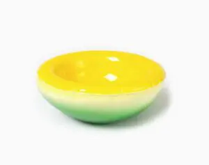 green and yellow ceramic bowl