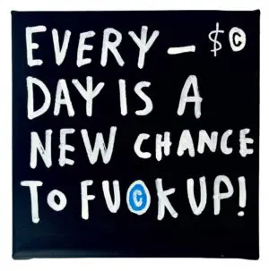 small black canvas with writing