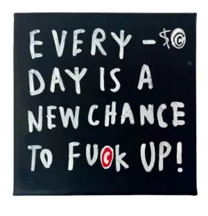 Small original black canvas with writing