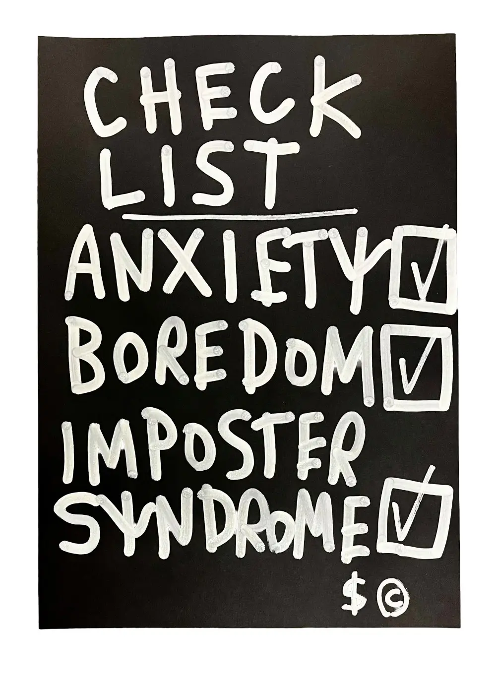 original artwork on black paper by Skeleton Cardboard