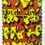 Graffiti decorated tea towel