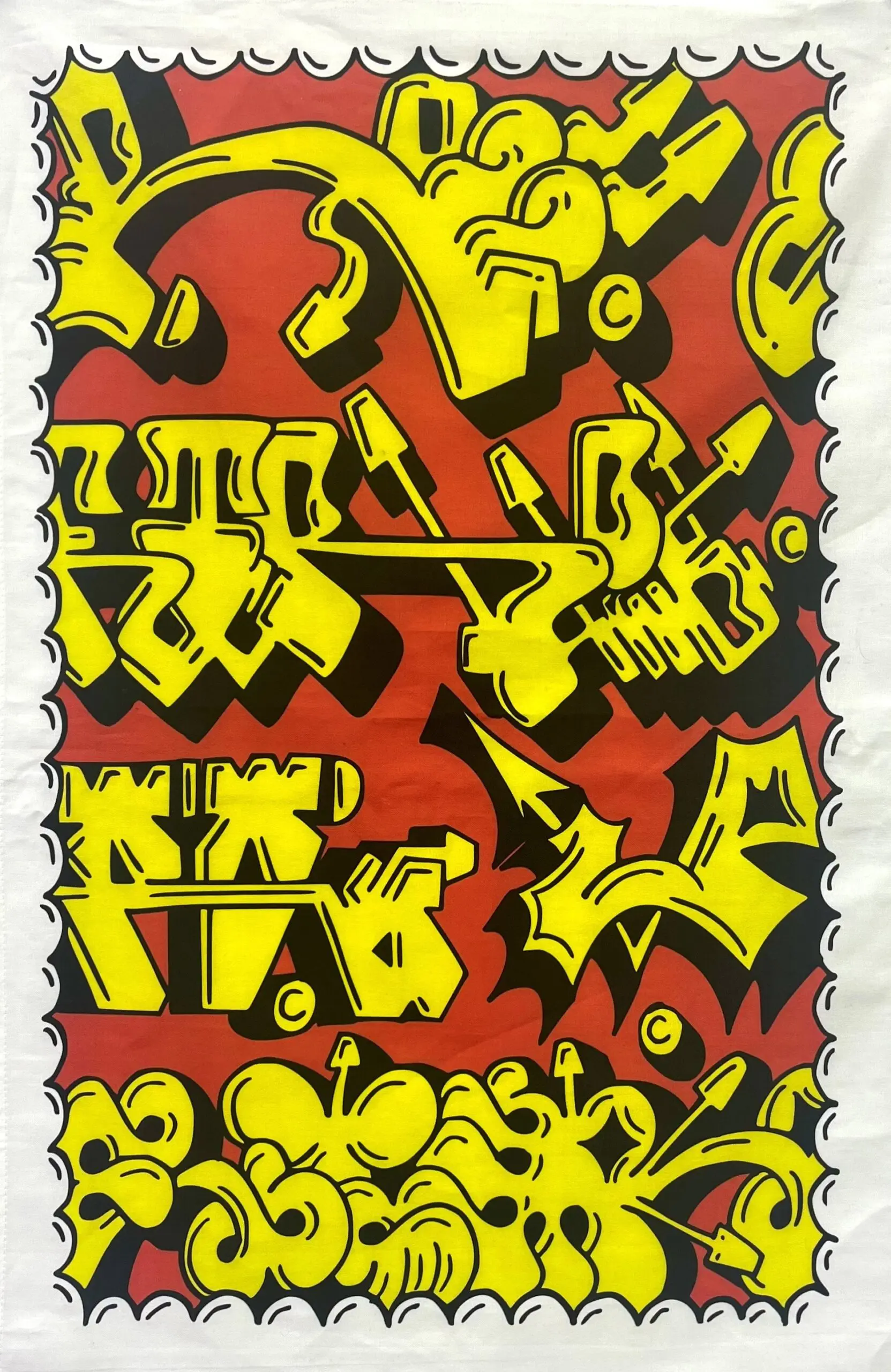Graffiti decorated tea towel