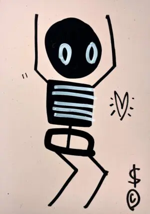 Dancing Skeleton - Pink (Left Side) by Skeleton Cardboard