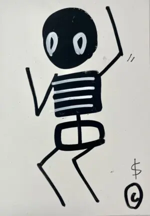 Dancing Skeleton - Cream (Right Side) by Skeleton Cardboard