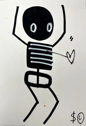 Dancing Skeleton - Cream (Left Side) by Skeleton Cardboard