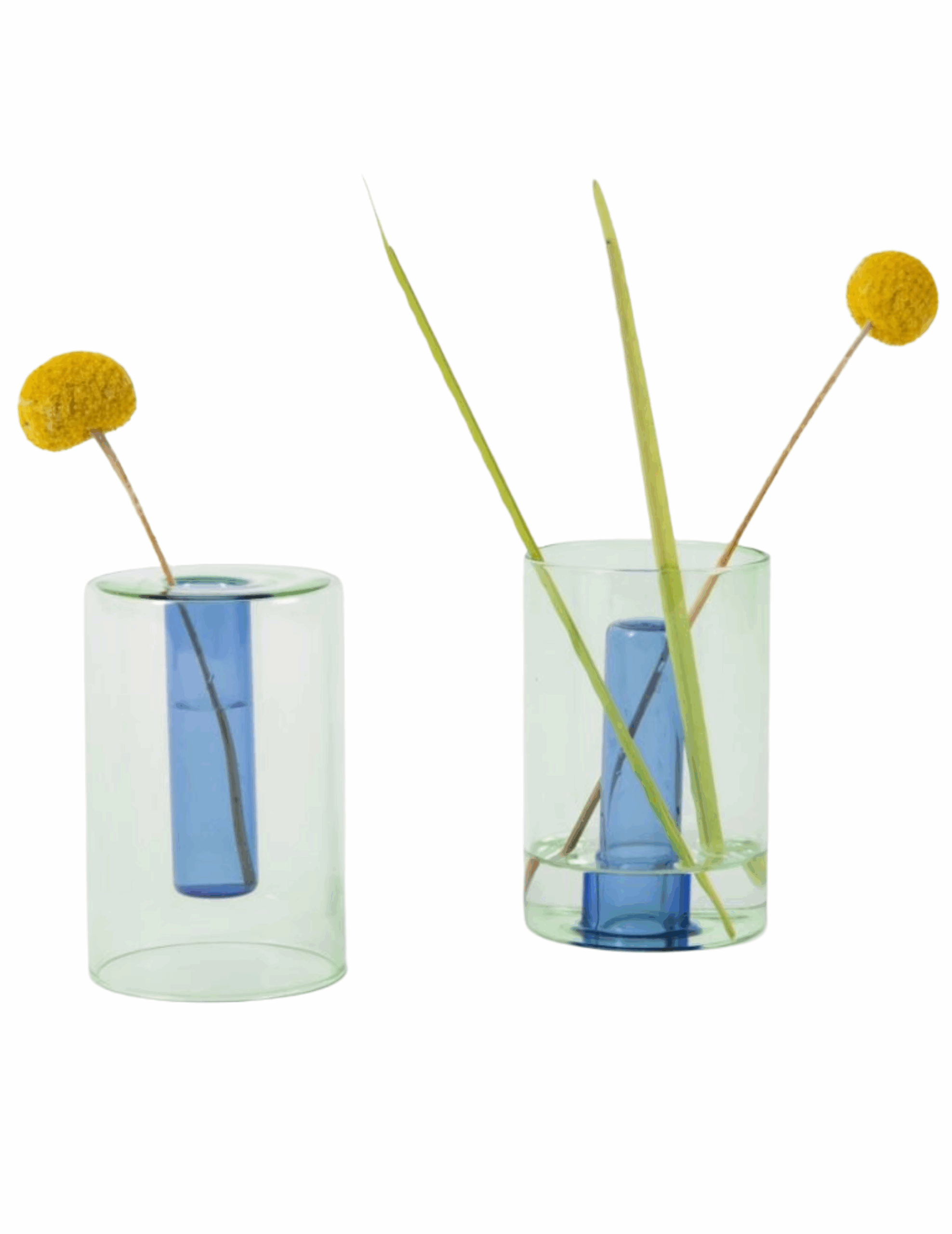 Small Reversible Glass Vase in Green and Blue