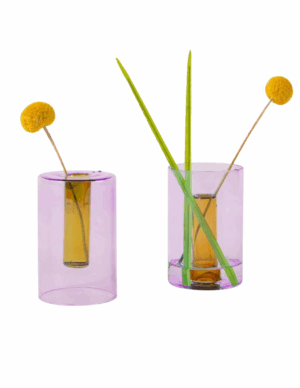 Small Reversible Glass Vase in Lilac and Peach