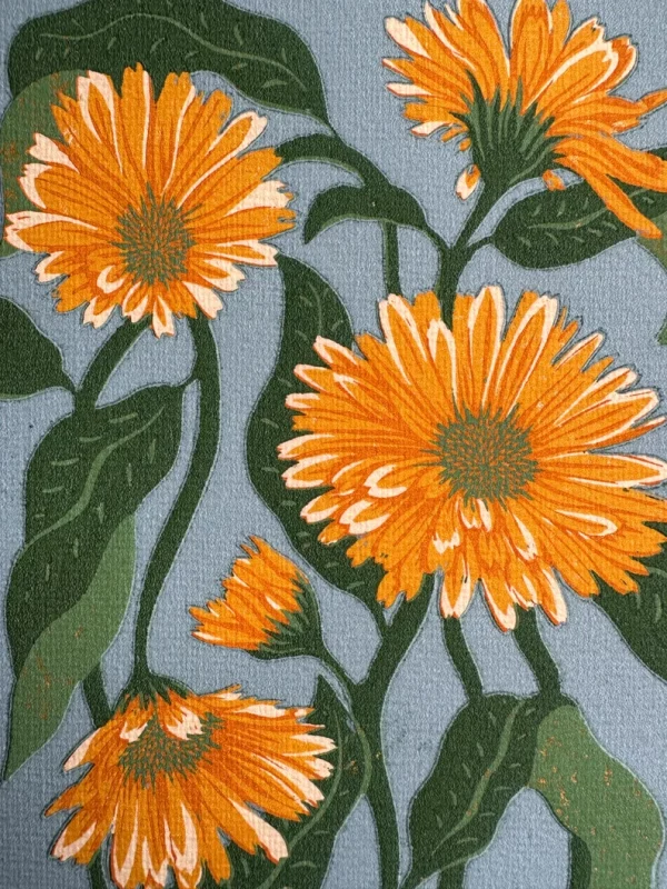 Marigolds on Blue by Grace Gillespie - Image 2