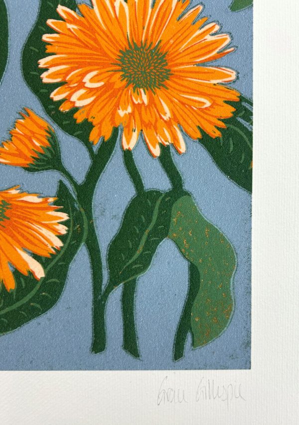 Marigolds on Blue by Grace Gillespie - Image 4