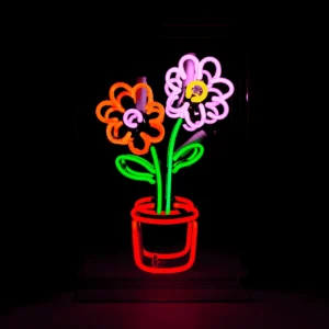 Flowers in a Pot Neon Sign by Locomocean