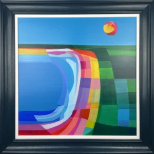 Framed colourful abstract landscape