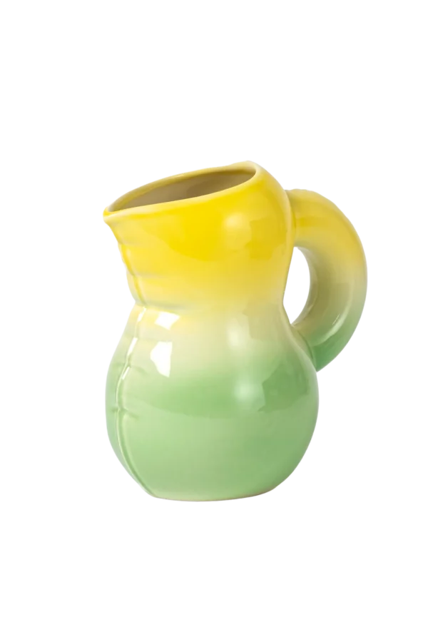 Green and yellow ceramic jug
