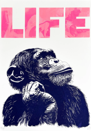 Limited edition print with pink writing