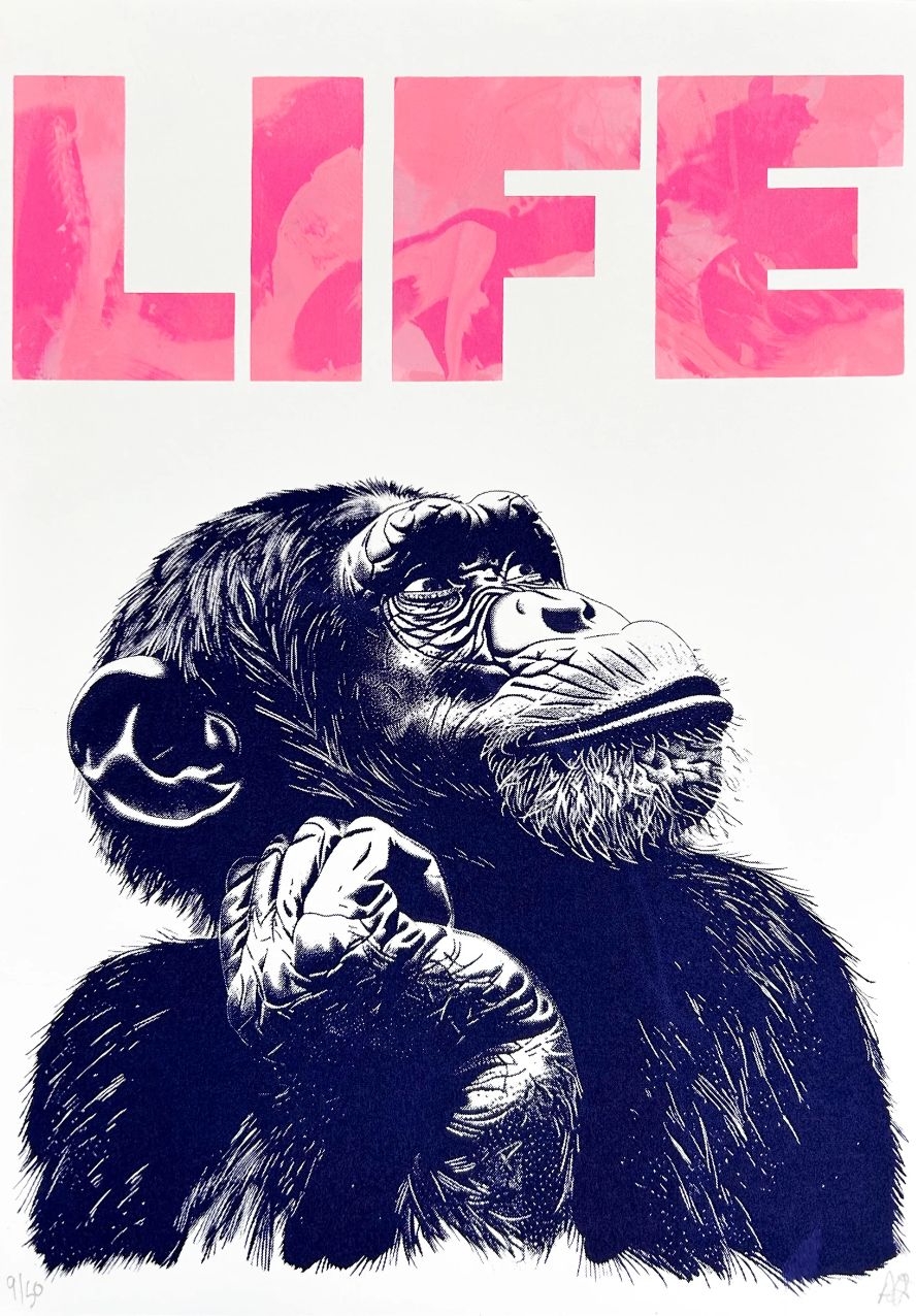 Limited edition print with pink writing